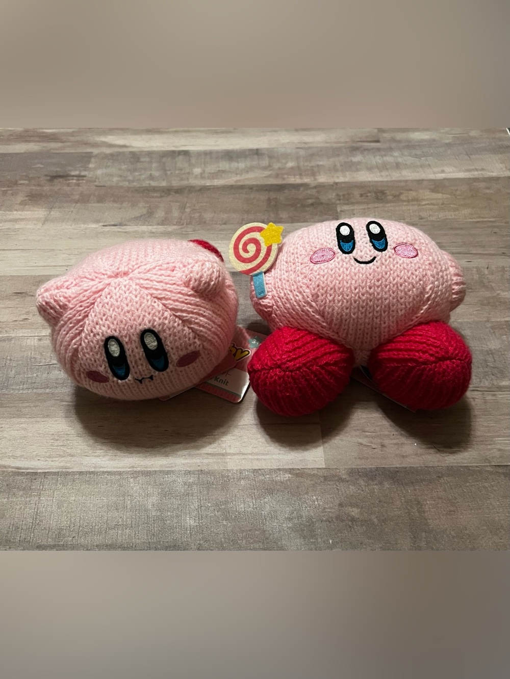 Nintendo Kirby Knit Plush Duo - Pink Body with Red Feet